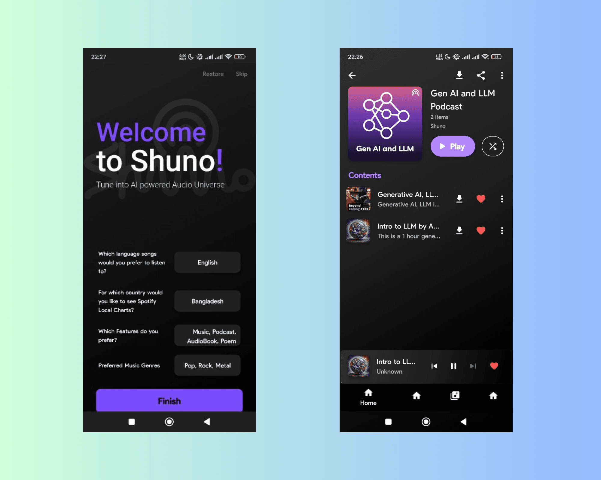 Shuno - Audio Streaming Mobile App